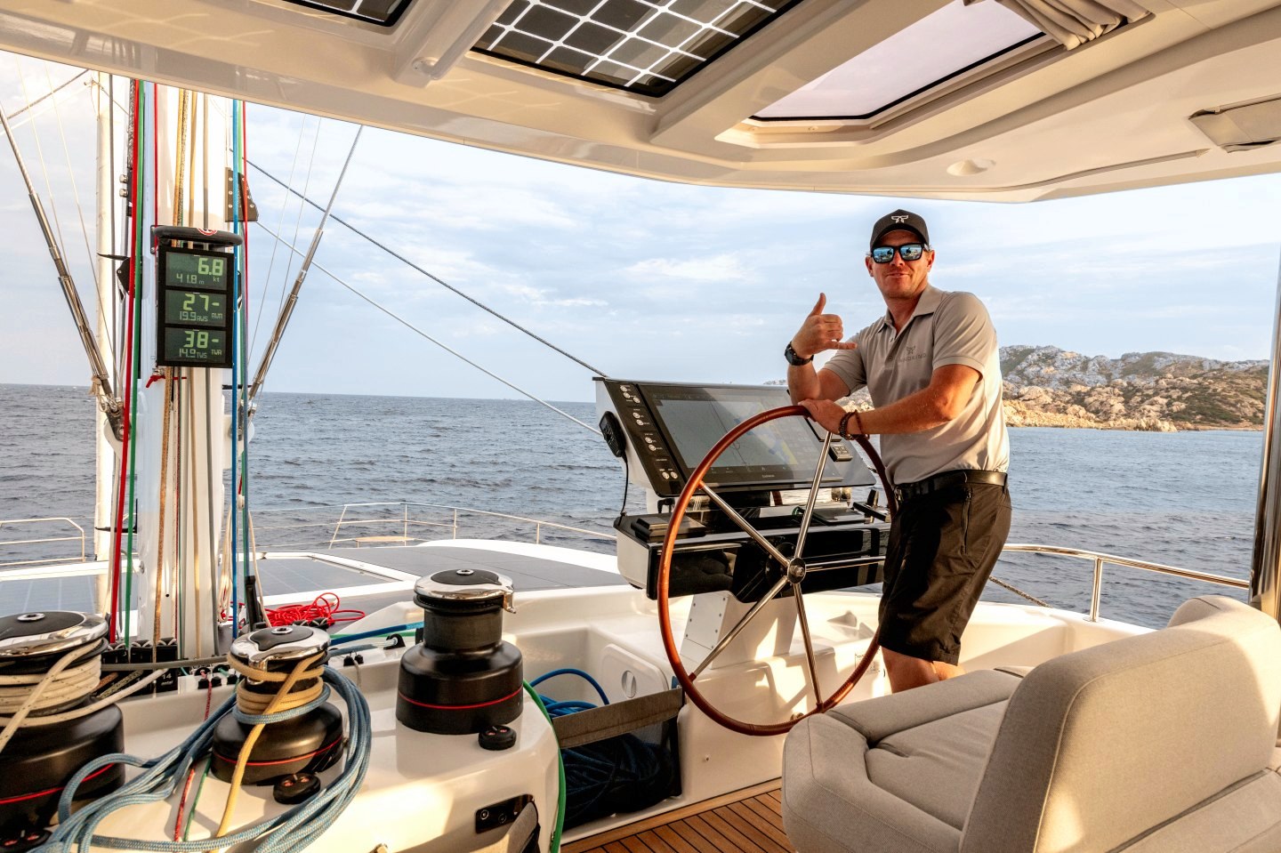 Captain David at the helm
